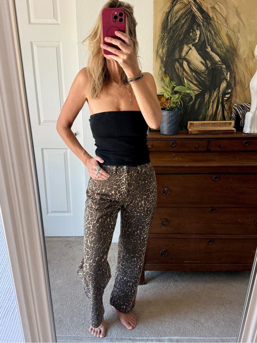 Cotton On Women's Leopard Print Straight-Leg Pants - Brown/Beige